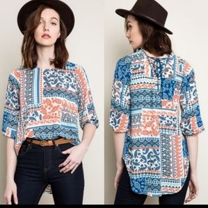 Hayden Paisley Blouse With Tie Back